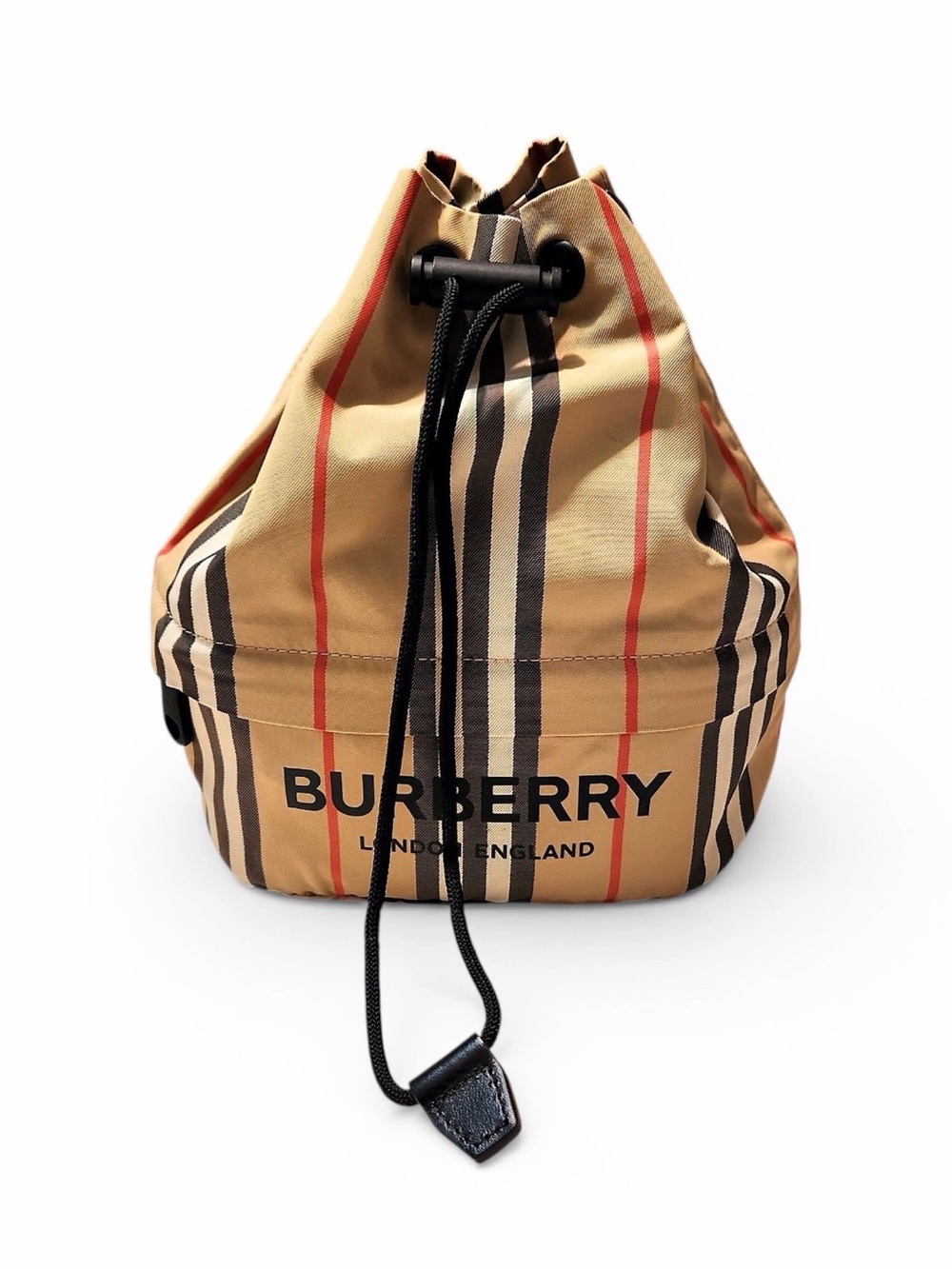 Burberry Tan Vintage Check Drawstring Mini Bucket Bad **Never Used**